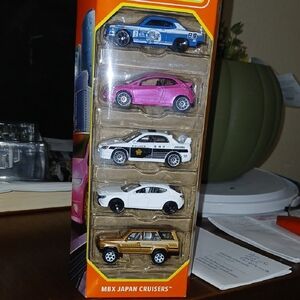 MBX Japan Cruisers Toy Car Collection - Blue, Pink, White, Brown